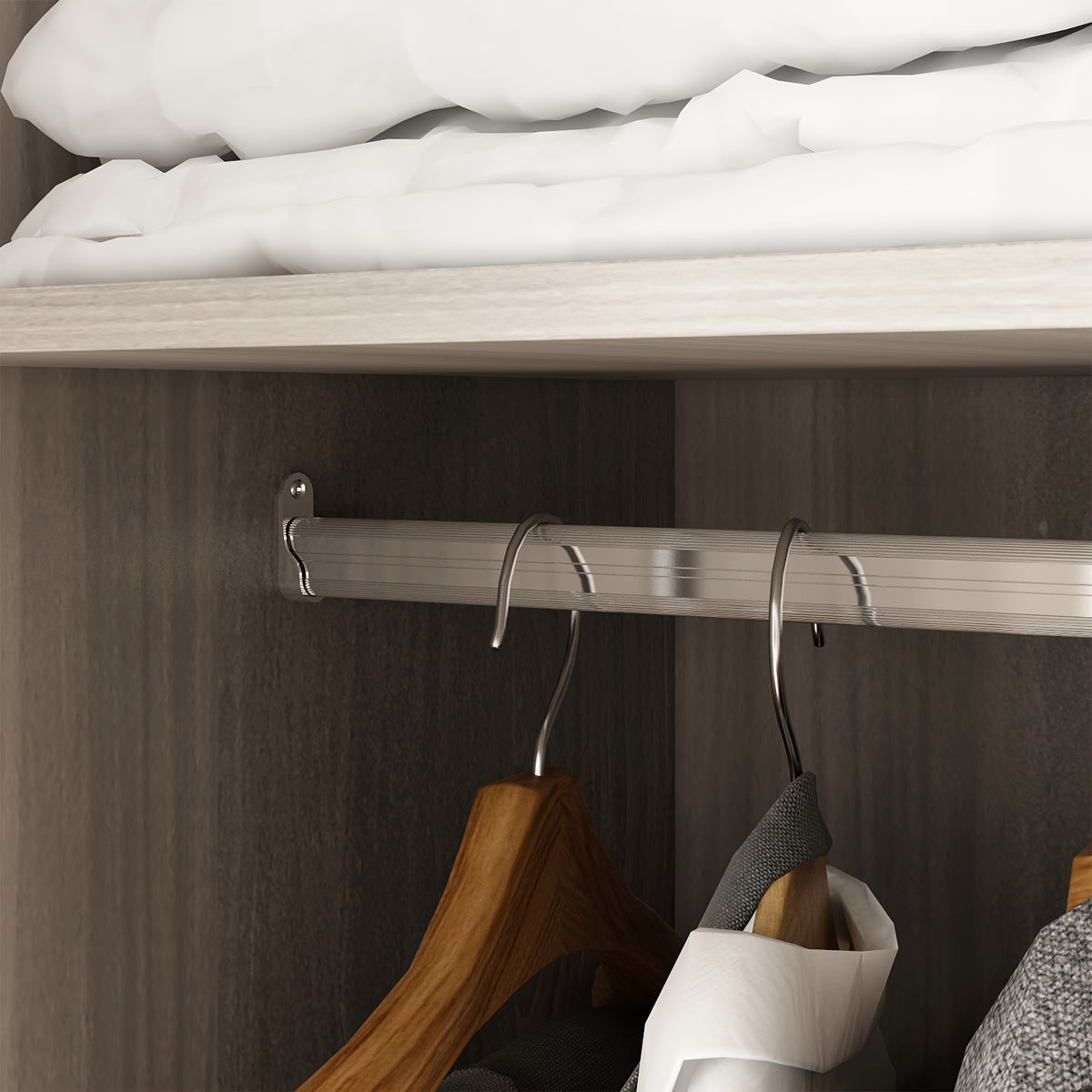 3 Door Large Wardrobe, 4 Folding Storage Area, Hanging Area, Bedroom Storage Wardrobe (70\