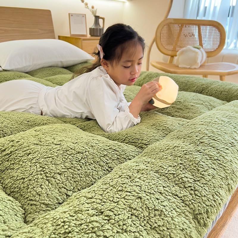 Japanese Tatami Mattress - 4-Inch Thick Foldable Floor Bed, Super Soft All-Season Sleeping Pad with Hook-and-Loop Closure, Twin\u002FFull\u002FQueen\u002FKing\u002FCalifornia King Size, Machine Washable for Camping, Guest Room & Sofa Bed Converter
