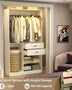 iSunirm Freestanding Closet System With Suitcase Storage, 40 Inches Stand-alone Wardrobe With 2 Wood Drawers, 80'' Height Adjustable Cloth Garment Rack, Walk-in Closet With Hanging Rod