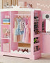 TOLEAD Princess Dressing Wardrobe with Jewelry Organizer - Pink Wooden Closet for Girls, 27\