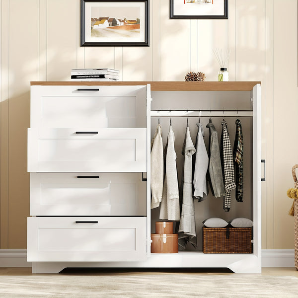 43.3'' H Armoire Wardrobe Closet with 4 Drawers And 2 Doors