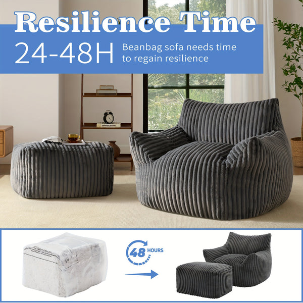 Living&Giving Oversize Bean Bag Sofa, Fireside Chair, Lazy Floor Sofa Couch, Tatami Sofa, Suitable For Living Room Bedroom Office, Warm Best Christmas Gifts For Her\u002FHim (Dark Grey, Beige, Orange)