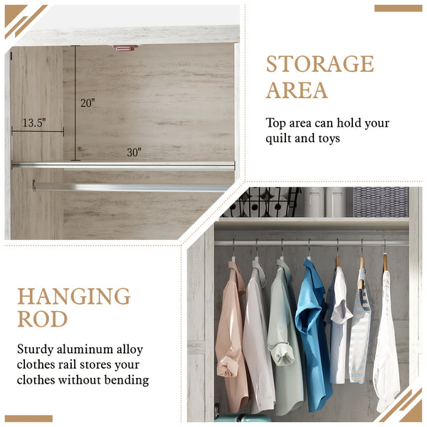 Farmhouse Wardrobe Armoire With 2 Sliding Barn Doors, 71'' Tall Storage Cabinet With Shelf & Hanging Rod, Versatile Cabinet Organizer