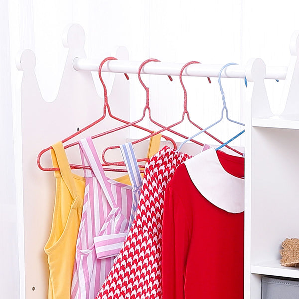 ' White Dress Up Storage Cabinet with Lighted Mirror & Clothing Rack - Pink & Golden-Toned Wardrobe Organizer, Play Armoire with Shelves\u002FBins, Birthday\u002FChristmas Gift Room Decor (Easy Assembly)