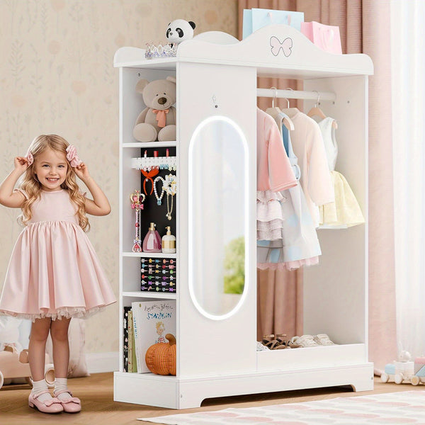 TOLEAD Princess Dressing Wardrobe with Jewelry Organizer - Pink Wooden Closet for Girls, 27\