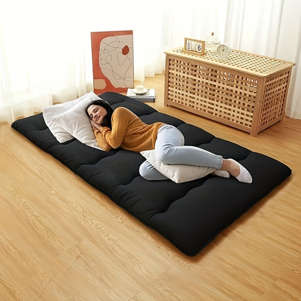 Twin\u002FFull\u002FQueen Size Japanese-Style Futon Mattress - Portable & Comfortable Nylon Sleeping Pad with 105GSM Microfiber, Ideal for Adults & Youngsters on Tatami Mat or Floor, Black