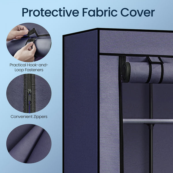 Closet Wardrobe, Portable Closet for Bedroom, Clothes Rail with Non-Woven Fabric Cover, Clothes Storage Organizer, 59 x 17. 7 x 69 Inches, 12 Compartments, Portable Closets