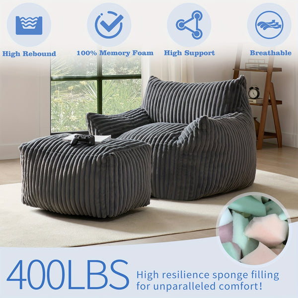 Living&Giving Oversize Bean Bag Sofa, Fireside Chair, Lazy Floor Sofa Couch, Tatami Sofa, Suitable For Living Room Bedroom Office, Warm Best Christmas Gifts For Her\u002FHim (Dark Grey, Beige, Orange)