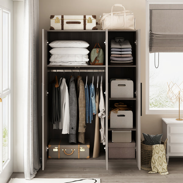3 Door Large Wardrobe, 4 Folding Storage Area, Hanging Area, Bedroom Storage Wardrobe (70\