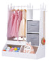 ' White Dress Up Storage Cabinet with Lighted Mirror & Clothing Rack - Pink & Golden-Toned Wardrobe Organizer, Play Armoire with Shelves\u002FBins, Birthday\u002FChristmas Gift Room Decor (Easy Assembly)