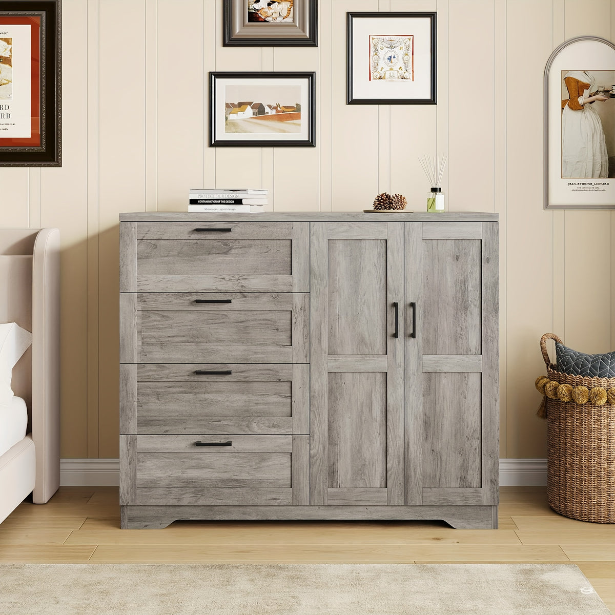 43.3'' H Armoire Wardrobe Closet with 4 Drawers And 2 Doors