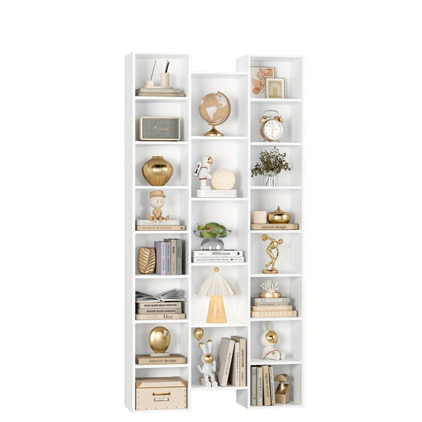 FULTRU 21 Cube Bookcases With Adjustable Shelves, Triple Wide Cube Bookshelf CD DVD Display Storage Rack, White