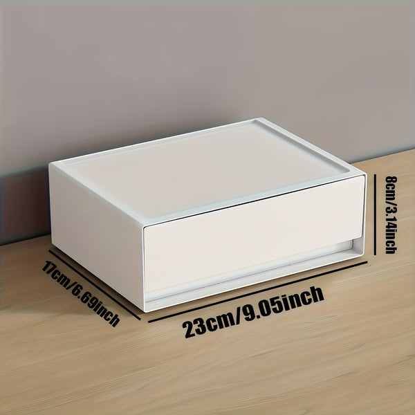 Modern White Multi-Tier Sliding Storage Cabinet with Smooth Sliding Drawers - Heavy-Duty Plastic Organizer with Black Legs & White Drawers for Home Office, Bedroom, Bathroom - Space-Saving Organizer with Top Shelf & Spacious Drawers - Durable Plastic Cons