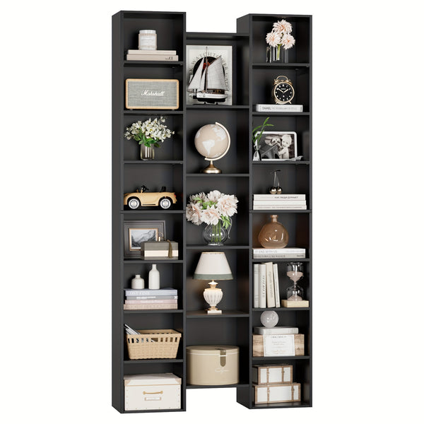 FULTRU 21 Cube Bookcases With Adjustable Shelves, Triple Wide Cube Bookshelf CD DVD Display Storage Rack, White