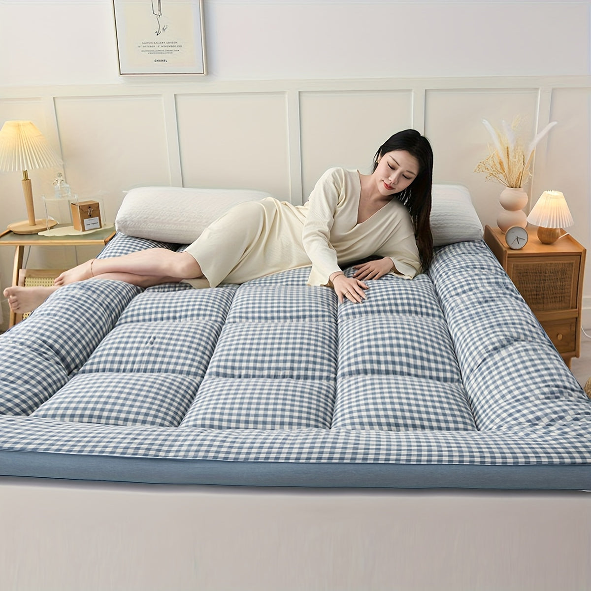 Roll Up Thin Mattress, 1000gsm, Soft, Foldable & Breathable, Thin Tatami Mat Sleeping Pad, Sleeping Pad for Floor, Guest, Bed, Sofa, Roll Up Camping Mattress