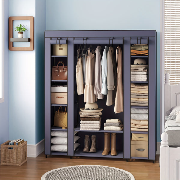Closet Wardrobe, Portable Closet for Bedroom, Clothes Rail with Non-Woven Fabric Cover, Clothes Storage Organizer, 59 x 17. 7 x 69 Inches, 12 Compartments, Portable Closets