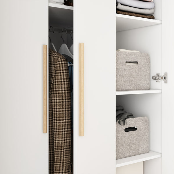 3 Door Large Wardrobe, 4 Folding Storage Area, Hanging Area, Bedroom Storage Wardrobe (70\