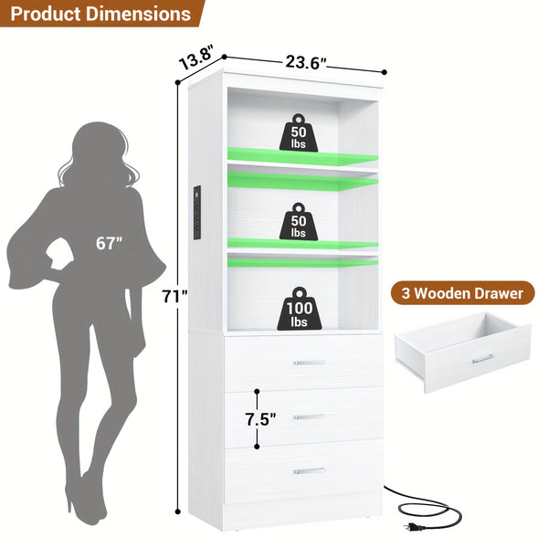 Wardrobe 2pcs Set, Wardrobe Organizer with 3 Drawers, Wooden Storage Tower, Walk-In Closet Or Small Closet, Hanger with Shelves, Modular Wardrobe Organizer, Drawer Wardrobe Organizer And Storage