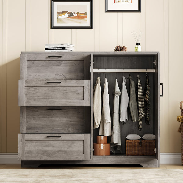 43.3'' H Armoire Wardrobe Closet with 4 Drawers And 2 Doors