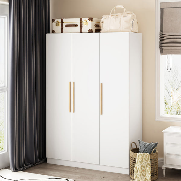3 Door Large Wardrobe, 4 Folding Storage Area, Hanging Area, Bedroom Storage Wardrobe (70\