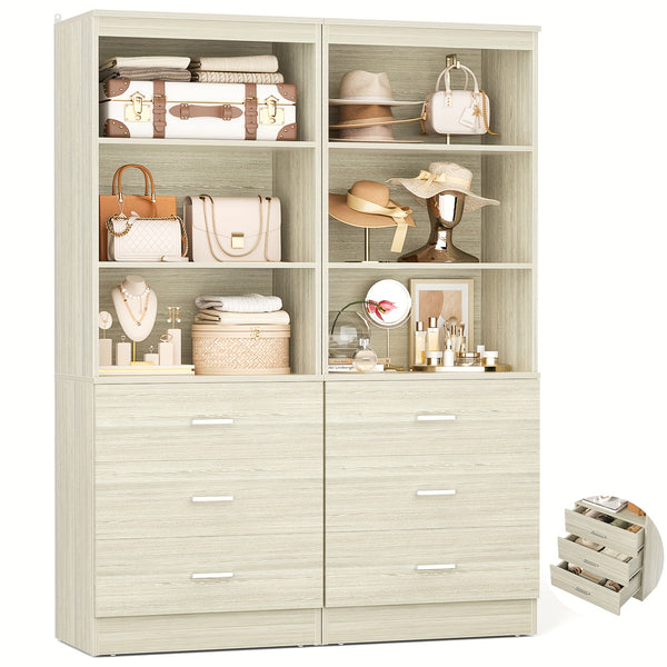 Wardrobe 2pcs Set, Wardrobe Organizer with 3 Drawers, Wooden Storage Tower, Walk-In Closet Or Small Closet, Hanger with Shelves, Modular Wardrobe Organizer, Drawer Wardrobe Organizer And Storage
