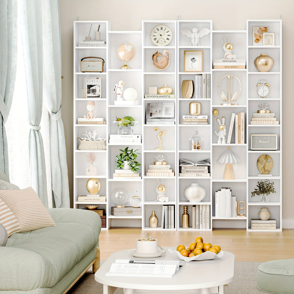 FULTRU 21 Cube Bookcases With Adjustable Shelves, Triple Wide Cube Bookshelf CD DVD Display Storage Rack, White