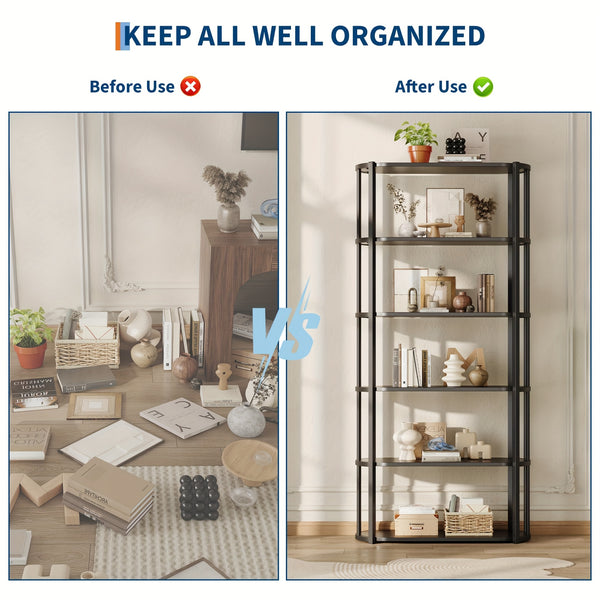 6 Tier Tall Bookshelf, 70.9\