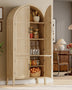 71 Inch Tall Arched Kitchen Pantry Cabinet, Modern Farmhouse Wooden Kitchen Storage Cabinet with Doors And Shelves with Adjustable Feet for Kitchen, Dining Room, Living Room, Oak, Black, Off-White, Kitchen Cabinets, Pantry Cabinet for Kitchen